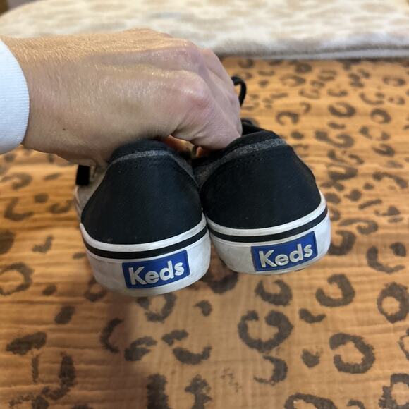 Keds Double Up 6.5 Gray Wool Black Canvas Lace Up Sneaker WF53504 - Picture 4 of 5